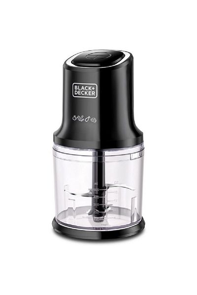 BLACK Decker 500W 4-Blade Vertical Chopper Black and Clear