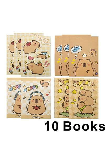 JOY TOP A-10 Books 32P/10 Books Cute Capybara Kids Small Book Cartoon Portable Notepad Soft Copy Pocket Book