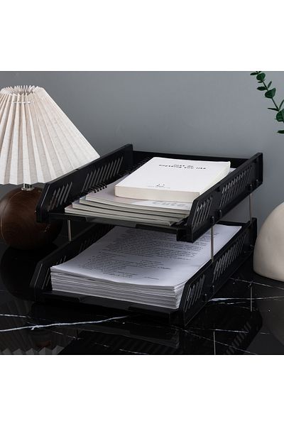 Choice Black File Rack File Basket A4 Storage Box Multi-Layer File Tray File Classification Storage Shelf B