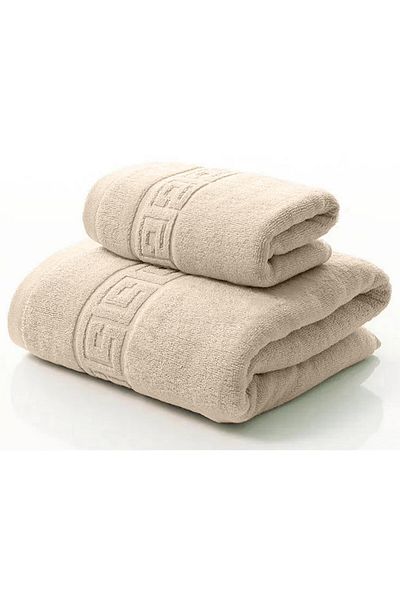 Modis Set 2 Bath Towels Cotton, 50x90 cm, 70x140 cm, Beige