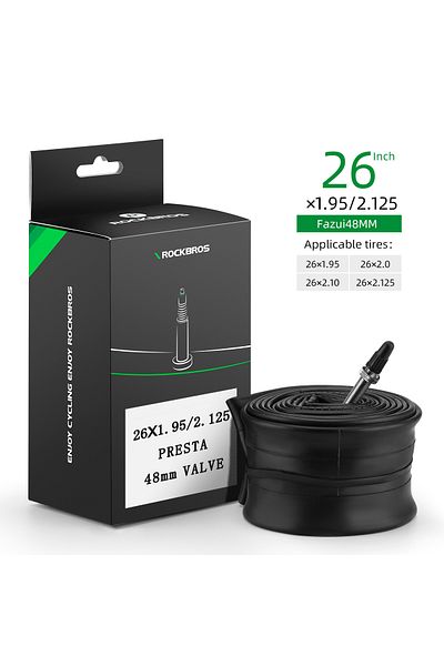 ROCKBROS 48mm 26x1.95-2.125 FV ROCKBROS Bike Inner Tube MTB Moutain Bicycle Inner Tube 26/27.5 inch1.95/2.125