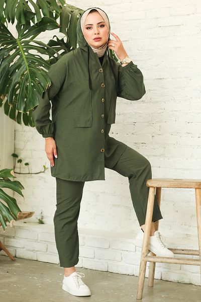 TOFİSA Tunic Trousers Two Piece Set Khaki - 27290