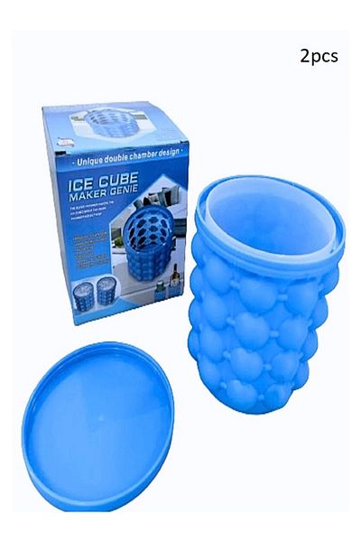 Generic 2-in-1 Assist Genie 2-in-1 Silicone Ice Cube Maker with Revolutionary Space Saving Ice Bucket