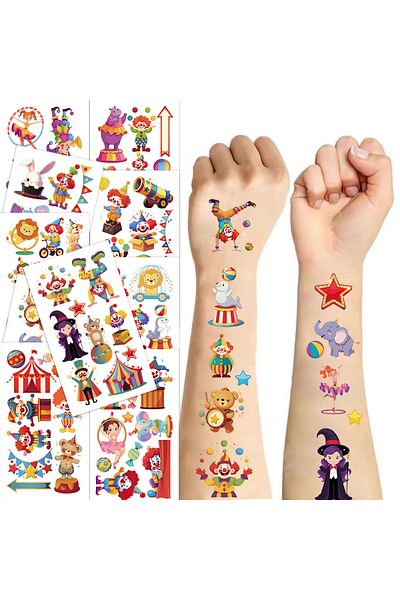 Choice 10PCS 10PCS Circus Tattoo Stickers Exquisite Clown Performance Fake Tattoo Personalized Retro Tattoo