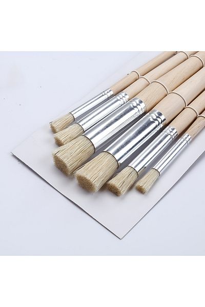 Choice 6pcs Bristle 6pcs Stencil Paint Brushes Set Bristle Hair Wooden Handle Perfect for DIY Crafts Waterc