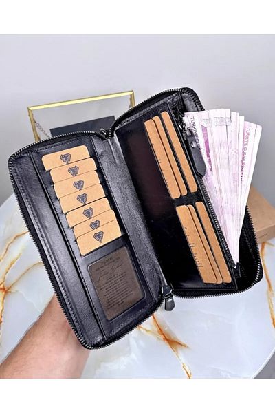 Fil Deri Genuine Leather - with Magnet and Hand Grip Tape - Zippered - Handcuff - Handbag 2100