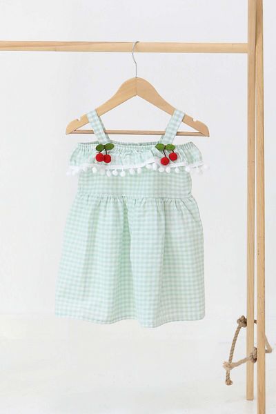 TOFİSA Girl's Mint Cherry Dress - 27164