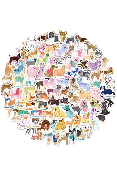 Choice 100PCS 100PCS Cartoon Cute Dog Series Creative Stickers Decorative Luggage Skateboarding Animal Graf