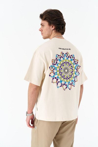CANMODA Life Must Go on Oversize T-Shirt – 100% Cotton - Stone Color