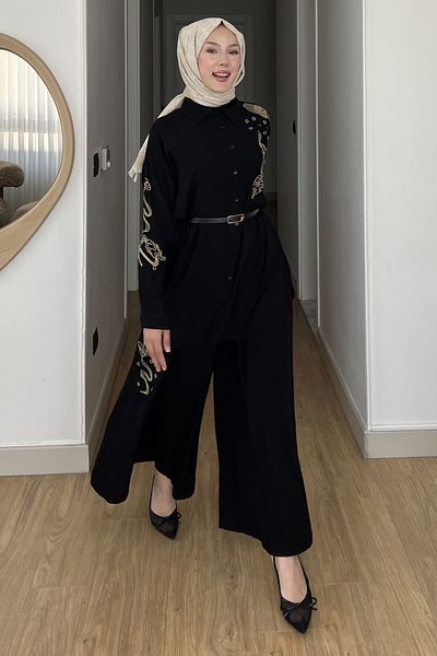 Saklı Butik Nevşin Embroidered Shirt Pants Set