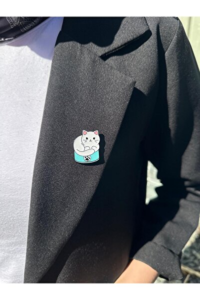 OZN AKSESUAR Kedili kadın broş, çocuk broş, iğneli broş klipsli broş yaka bro...