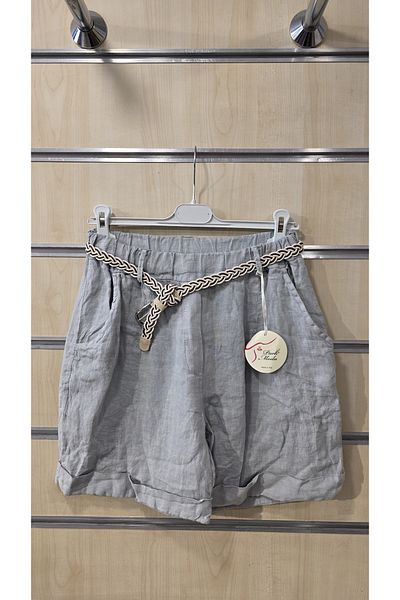 Park Moda Italian Linen Shorts with Knitted Belt