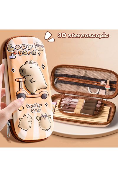 Choice A 3D Capybara Pencil Case Drop Resistant Waterproof Student School Supplies Large Capacity Multifun.