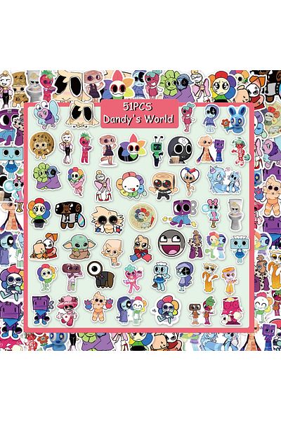 Choice 51PCS 50PCS Funny Dandys World Cartoon Stickers DIY Decoration Waterproof Skateboard Notebook Luggag
