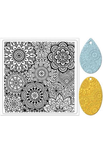 Choice AECH04-12185 Polymer Clay Texture Sheets Mandala Silicone Texture Stamp Clear Clay Silicone Texture