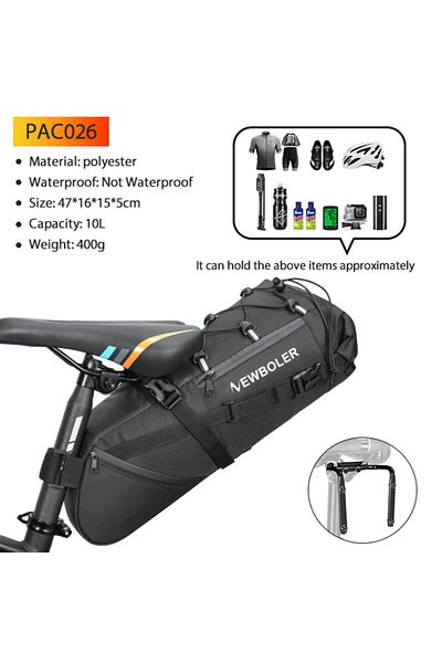 Choice 10L Set (with Rack) NEWBOLER Bike Saddlebag Stabilizer Set Waterproof 13L Large Capacity More Stable