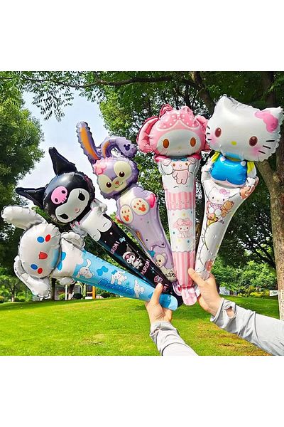 Miniso Other Mix-10pcs 10pcs/set Sanrio Hello Kitty Kuromi Melody Balloon Stick Foil Balloons Set Girl Happ