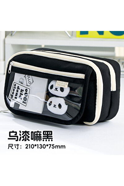 Choice 1حافظة أقلام رصاص سوداء كبيرة السعة مكونة من 9 طبقات مع حجرة شفافة وزر...