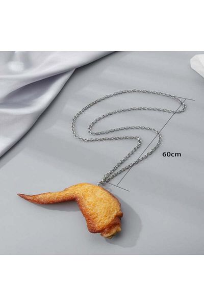 Tessero Necklace with pendant in the shape of a realistic chicken wing made of plastic, 60 cm, unisex, Tesse