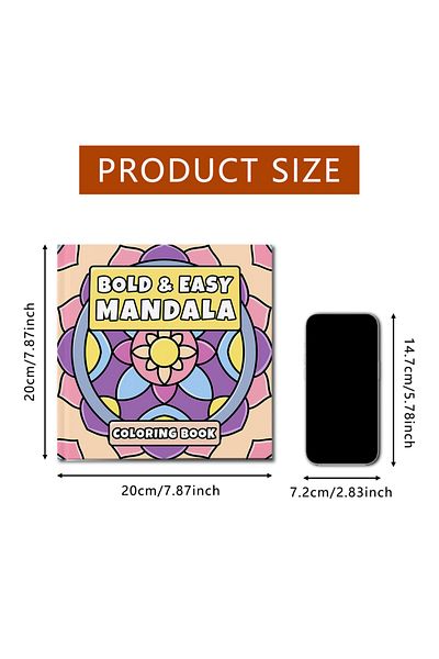 Choice X1-657 BOLD & EASY MANDALA Art Coloring Book Flowers 24 Page Gift For Birthday Party Relieve Stress