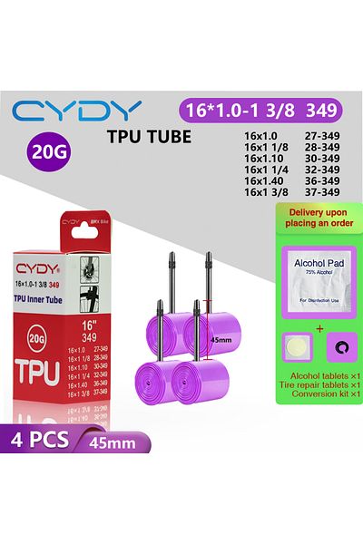 Choice Presta Valve 16Inches 400mm 1.0-1 3-8 16-349 45mm 4PCS CYDY TPU Bike Inner Tube Camera 16 ”349 16x1.
