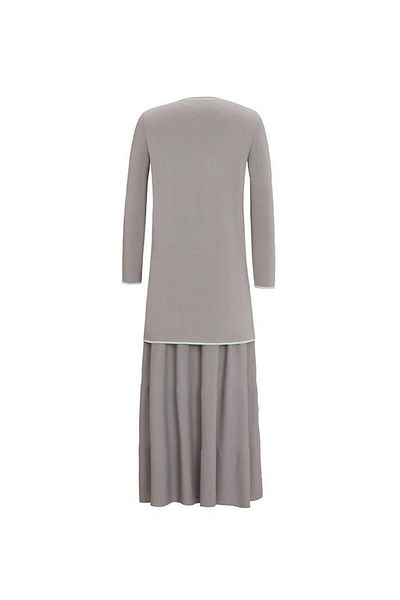 MISS DALIDA Gray Color Striped Clean Cut Knitwear Tunic T25Y-6031