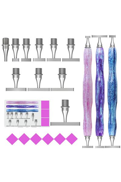 Choice New B 3Pcs Set New Resin Diamond Painting Pen, Thin Multifunctional Stainless Steel Threaded Tip Dia
