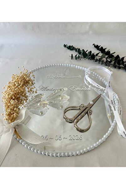 TutkuSetUp Söz-Nişan Tepsi Seti, Aynalı Söz Tepsisi, İncili Söz Seti