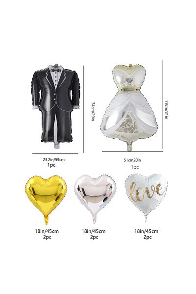 Choice Other Emerald 2/8pcs Bride and Groom Clothing Love Aluminum Film Balloon Set Valentine's Day Wedding