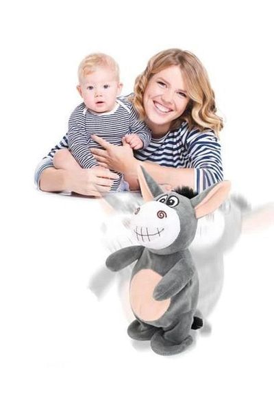 K KATHODE Plush Toy for Children, Donkey, Sings, Walks, Repeats What He Hears, Grey K Kathode