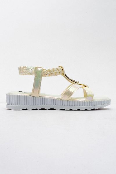 CCWAY AYAKKABI Children's Braided Sandals 30-35 White
