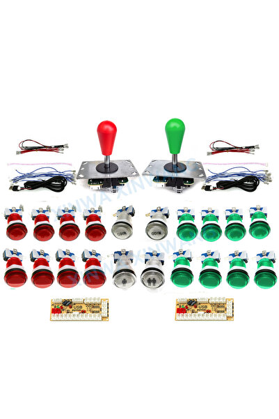 Choice مجموعة ألعاب أركيد DIY باللونين الأحمر والأخضر، مجموعة لاعبين، زر ضغط ...