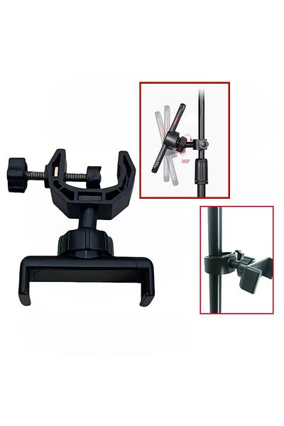 Choice Phone/Mic Stand Universal C-Clip Design 360° Rotating Phone Holder for Boom Arms, Microphone Stands