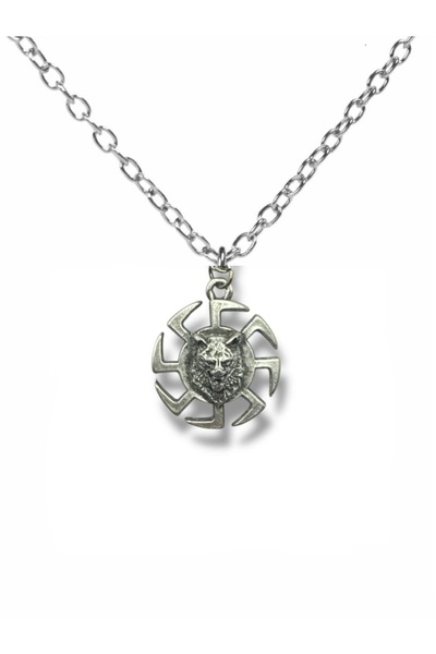 Herşey Nota ألفا وولف – قلادة للجنسين مع شكل رأس الذئب (60 سم مع سلسلة)