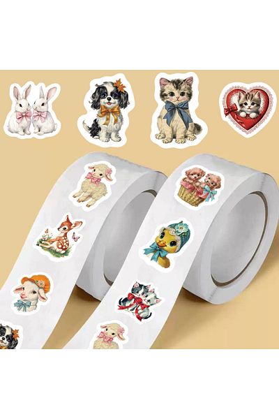 Choice 500PCS 500PCS Retro Animals Pattern Roll Stickers Laptop Harajuku Luggage Personality Decoration Gui