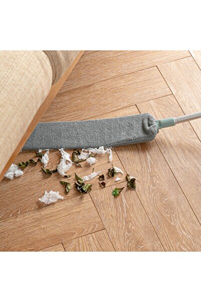 Bogadini Flat Dust Mop, Detachable Cloth, Extendable Aluminum Rod, Light Green