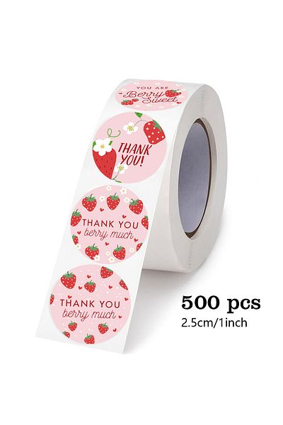 Choice Strawberry 500pcs Strawberry Thank You Stickers，DIYAdhesive Labels Envelope Gift Sealing Stickers Bi