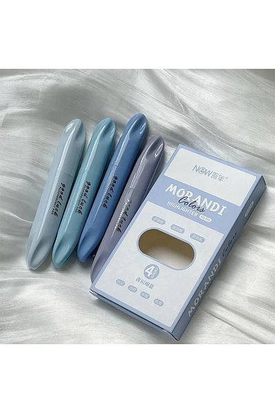 Choice 816- blue 4Pcs Pastel Highlighter Set Marker Pens Lipstick Design Soft Brush Tip for Drawing Paintin