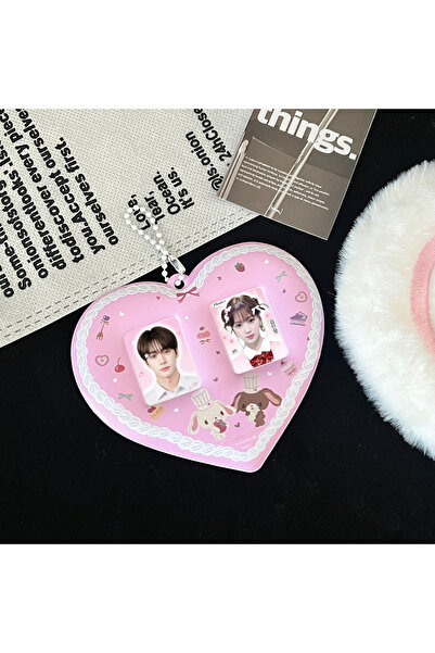 Choice حامل بطاقات صور Kpop وردي مع سلسلة مفاتيح وقلادة لطيفة وألبوم صور أيدو...