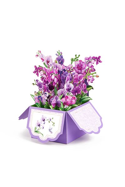 Choice Purple Orchid Flower Greeting Card With Envelope Surprise Gifts For Mothers Day Birthday Thanksgivin
