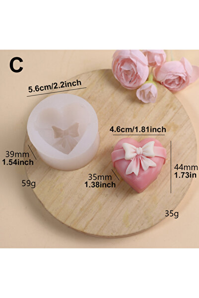 Choice1 قالب قلب الورد C قوالب سيليكون على شكل قلب زهري رقيق، قالب شمعة على ش...
