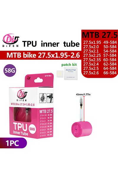 Choice Presta Valve 45mm DF 27.5x1.95-2.6 1PC Difen TPU MTB Bike Inner Tube Camera 29 26 27.5 29x1.95 2.0