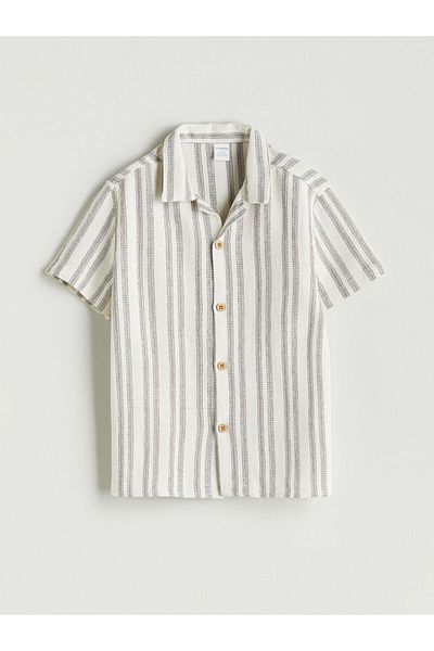LC Waikiki Ecru Short Sleeve Boy's Shirt
