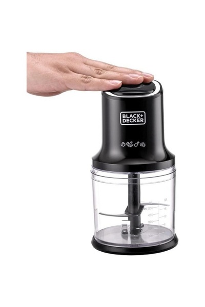 BLACK Decker 500W 4-Blade Vertical Chopper Black and Clear
