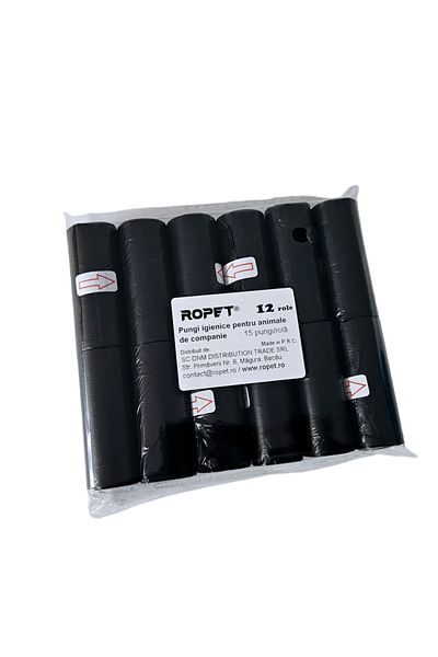 Ropet Dog Toilet Bags, 180 Pieces, 23 x 32 cm, Black