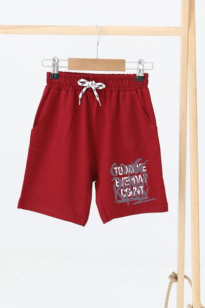TOFİSA Boy's Burgundy Printed Shorts - 27330
