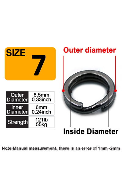 Choice مقاس 7 9KM 30 قطعة حلقات صيد مقسمة سوداء من الفولاذ المقاوم للصدأ حلقا...