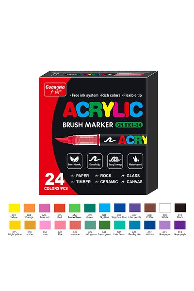 Choice 8101-24 Colors 12-168 Colors Acrylic Paint Pens Markers Brush Tip Paint Markers For Rock Painting Wo