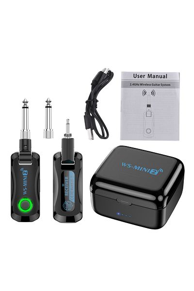 Joyo Black 2.4G Wireless Guitar System Rechargeable Portable Transmitter Receiver Set with Charging Compa