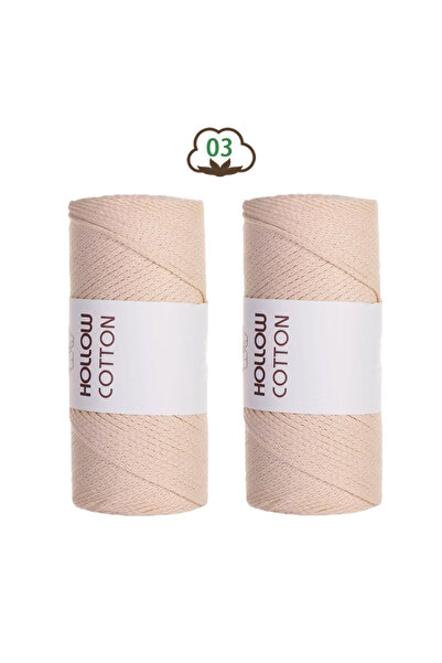 Choice خيوط قطنية مجوفة مصنوعة يدويًا من القطن، لون بيج، وزن 300 غرام، مناسبة...